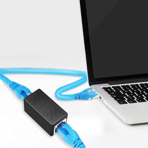 مقرنة إيثرنت، مقرنة RJ45، مقرنة RJ45 مضمنة، مقرنة شبكة، لموصل موسع كابل إيثرنت Cat7/Cat6/Cat5e/cat5 - أنثى إلى أنثى، أسود 10 عبوات in Kuwait
