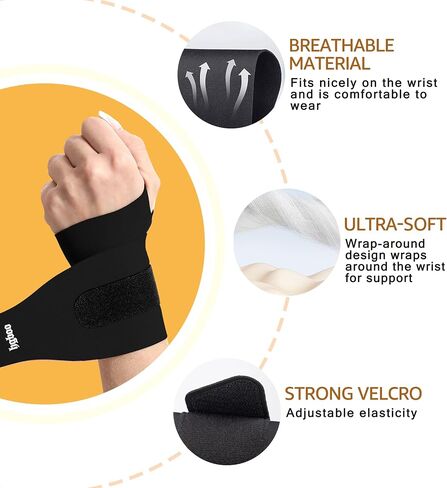 Ultra Thin and Soft Wrist Brace Wrist Wraps for Men and Women, Adjustable Wrist Support for Basketball Tennis Badminton Yoga Carpal Tunnel Syndrome, Pack of 2 (Black) in Saudi Arabia