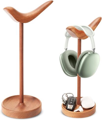 Headphone Stand, Wooden Curved Headset Holder for Desk, Wood Gaming Headset Stand with Storage Tray for Airpods Max, Airpods, Airpods Pro, Beats, Bose, Sennheiser, Sony Head Phone and More in Saudi Arabia