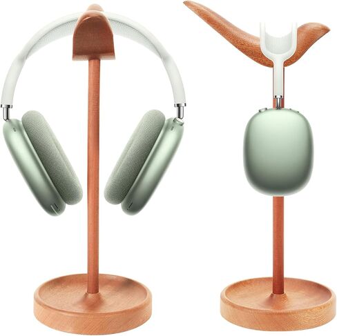 Headphone Stand, Wooden Curved Headset Holder for Desk, Wood Gaming Headset Stand with Storage Tray for Airpods Max, Airpods, Airpods Pro, Beats, Bose, Sennheiser, Sony Head Phone and More in Saudi Arabia