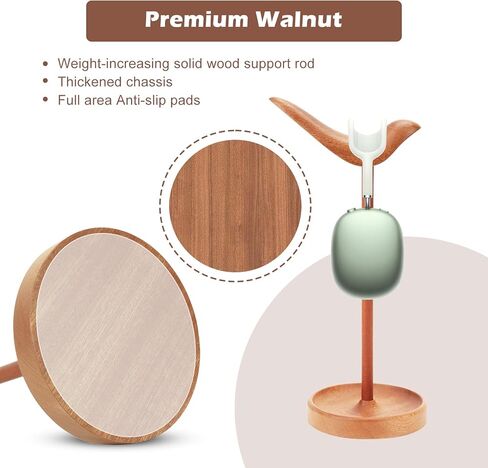 Headphone Stand, Wooden Curved Headset Holder for Desk, Wood Gaming Headset Stand with Storage Tray for Airpods Max, Airpods, Airpods Pro, Beats, Bose, Sennheiser, Sony Head Phone and More in Saudi Arabia