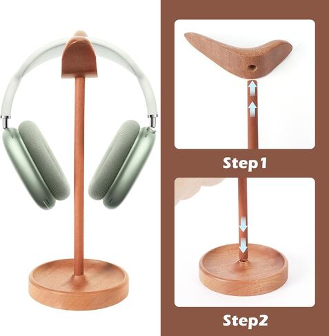 Headphone Stand, Wooden Curved Headset Holder for Desk, Wood Gaming Headset Stand with Storage Tray for Airpods Max, Airpods, Airpods Pro, Beats, Bose, Sennheiser, Sony Head Phone and More in Saudi Arabia
