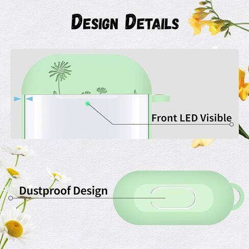 Flower Engraved AirPod Pro Case 2nd 1st Generation Case Cover, Cute Soft Silicone Full Protective Skin Case for Apple AirPod Case, Pine Green in Saudi Arabia