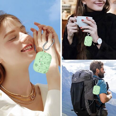 Flower Engraved AirPod Pro Case 2nd 1st Generation Case Cover, Cute Soft Silicone Full Protective Skin Case for Apple AirPod Case, Pine Green in Saudi Arabia