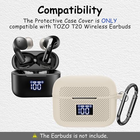 متوافق مع غطاء حافظة TOZO T20، حافظة جلدية ناعمة من السيليكون مع سلسلة مفاتيح، حافظة واقية ممتصة للصدمات ومضادة للسقوط مع شاشة عرض طاقة LED للرجال والنساء [مصباح LED أمامي مرئي] أسود in Saudi Arabia