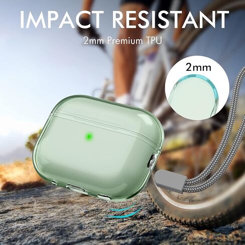 NIUTRENDZ AirPods Pro 2 Case Clear 2022 Soft TPU Protective Cover with Lanyard [Front LED Visible] Compatible with AirPods Pro 2nd Generation (Bling) in Kuwait