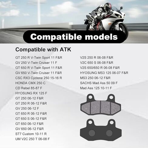 وسائد فرامل FA86 متوافقة مع HYOSUNG GT250 R 2006-2012، GT650/GV650/GT650R/GT125/GT125R 2006-2011، 150cc 200cc 250cc ATV Dirt Bike Pit Bike Go Kart 4 قطع in Kuwait
