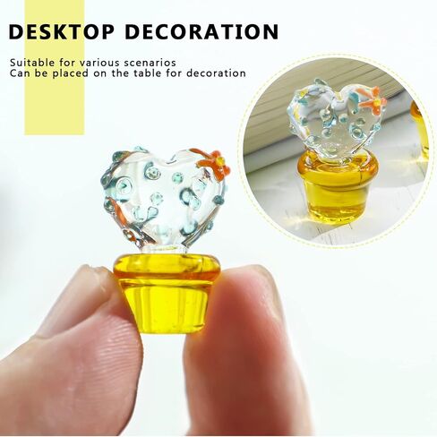 H&D HYALINE & DORA 5PCS Handmade Blown Glass Art Cactus Crystal Miniature Cute Cactus Figurines Home Office Desk Tabletop Simulation Plants Decorations Car Inner Ornaments in Saudi Arabia