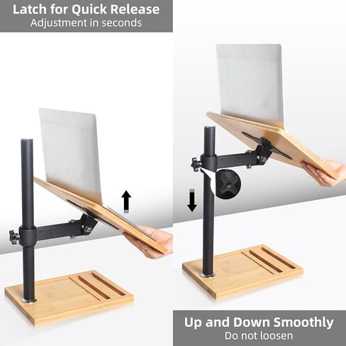 wishacc Laptop Stand Wood Adjustable Height with Phone Slot Holder, Laptop Raised Stand for Desk, Laptop Riser Stand of Elevated Stand, Tall, Strong and Airflow Even for 17 inch (13.2 x 9.2 inches) in Saudi Arabia