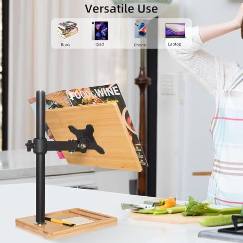 wishacc Laptop Stand Wood Adjustable Height with Phone Slot Holder, Laptop Raised Stand for Desk, Laptop Riser Stand of Elevated Stand, Tall, Strong and Airflow Even for 17 inch (13.2 x 9.2 inches) in Saudi Arabia