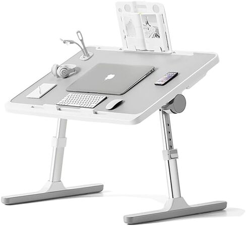 Large Lap Desk for Laptop, Adjustable Height Laptop Table with Removable Stopper, Foldable Legs, 4-Port USB Hub, Storage Drawer, Notebook Tray Breakfast Reading Desk for Sofa Couch in Saudi Arabia