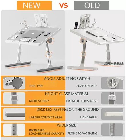 Large Lap Desk for Laptop, Adjustable Height Laptop Table with Removable Stopper, Foldable Legs, 4-Port USB Hub, Storage Drawer, Notebook Tray Breakfast Reading Desk for Sofa Couch in Saudi Arabia