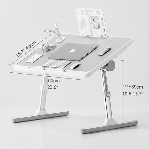 Large Lap Desk for Laptop, Adjustable Height Laptop Table with Removable Stopper, Foldable Legs, 4-Port USB Hub, Storage Drawer, Notebook Tray Breakfast Reading Desk for Sofa Couch in Saudi Arabia