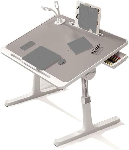 Large Lap Desk for Laptop, Adjustable Height Laptop Table with Removable Stopper, Foldable Legs, 4-Port USB Hub, Storage Drawer, Notebook Tray Breakfast Reading Desk for Sofa Couch in Saudi Arabia