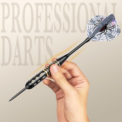 Steel Tip Dart Brass Barrels Professional Darts Set, Metal Tipped Darts 6 Pack + 12 Aluminum Shafts + 12 Flights + 1 Sharpener in Kuwait