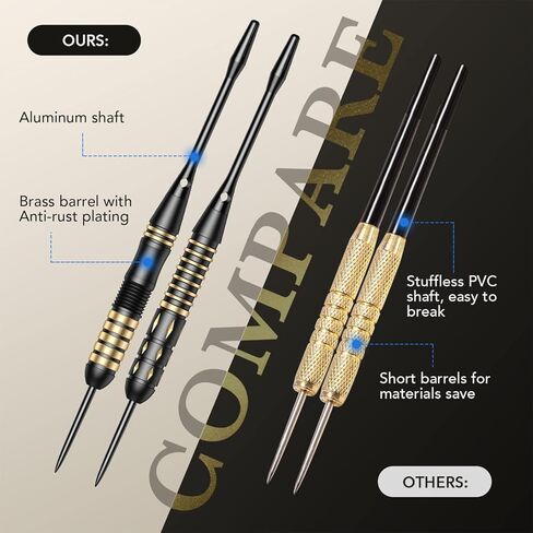 Steel Tip Dart Brass Barrels Professional Darts Set, Metal Tipped Darts 6 Pack + 12 Aluminum Shafts + 12 Flights + 1 Sharpener in Kuwait
