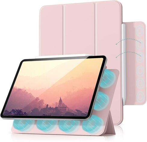kenke Case for iPad Air 5th Generation 2022 / iPad Air 4th Generation 2020, Rebound Magnetic Smart Cover with Clasp, Auto Sleep/Wake Slim Trifold Stand Case for iPad Air 5/4 10.9 Inch, Gray White in Kuwait