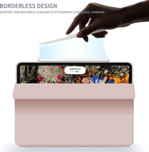 kenke Case for iPad Air 5th Generation 2022 / iPad Air 4th Generation 2020, Rebound Magnetic Smart Cover with Clasp, Auto Sleep/Wake Slim Trifold Stand Case for iPad Air 5/4 10.9 Inch, Gray White in Kuwait