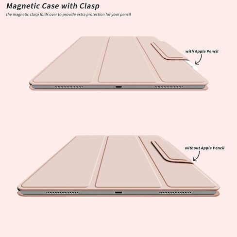 kenke Case for iPad Air 5th Generation 2022 / iPad Air 4th Generation 2020, Rebound Magnetic Smart Cover with Clasp, Auto Sleep/Wake Slim Trifold Stand Case for iPad Air 5/4 10.9 Inch, Gray White in Kuwait