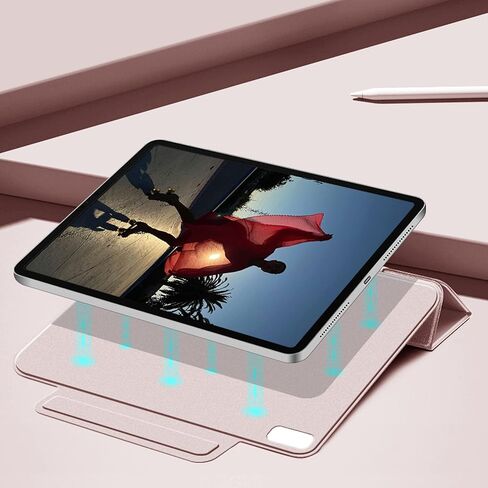 kenke Case for iPad Air 5th Generation 2022 / iPad Air 4th Generation 2020, Rebound Magnetic Smart Cover with Clasp, Auto Sleep/Wake Slim Trifold Stand Case for iPad Air 5/4 10.9 Inch, Gray White in Kuwait