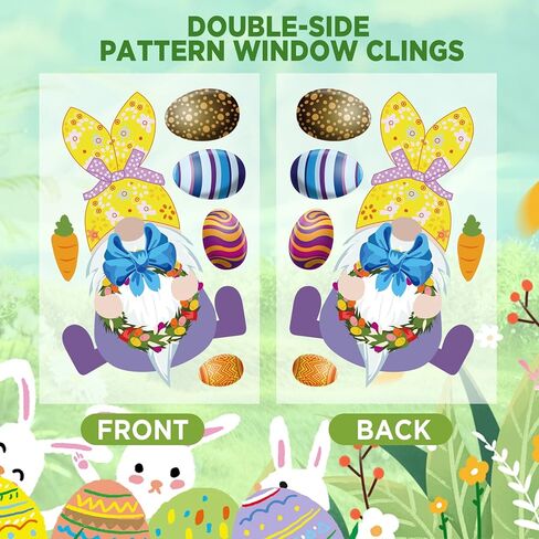 ملصقات نافذة جنوم عيد الفصح، ملصقات نافذة على شكل أرنب عيد الفصح الملون على شكل بيض، 9 أوراق عيد الفصح ملصق ثابت للمدرسة والمنزل والمكتب وإكسسوارات حفلات عيد الفصح وحفلات المنزل in Kuwait