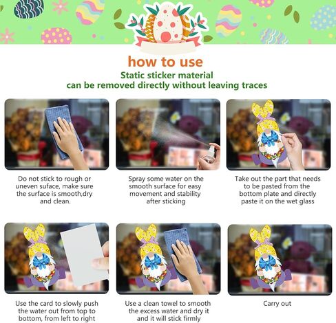 ملصقات نافذة جنوم عيد الفصح، ملصقات نافذة على شكل أرنب عيد الفصح الملون على شكل بيض، 9 أوراق عيد الفصح ملصق ثابت للمدرسة والمنزل والمكتب وإكسسوارات حفلات عيد الفصح وحفلات المنزل in Kuwait