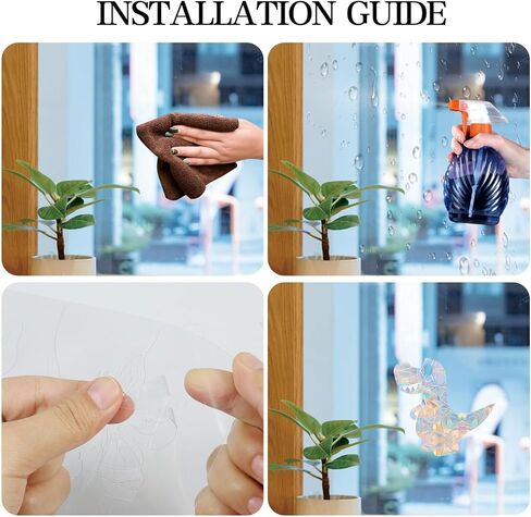 40PCS Dinosaur Window Clings - Crash Proof Window Decal Protects Birds from Window Collisions, Non-Adhesive Prism Vinyl Window Clings Film, (Rainbow Sticker) in Saudi Arabia