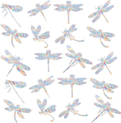 40PCS Dinosaur Window Clings - Crash Proof Window Decal Protects Birds from Window Collisions, Non-Adhesive Prism Vinyl Window Clings Film, (Rainbow Sticker) in Saudi Arabia