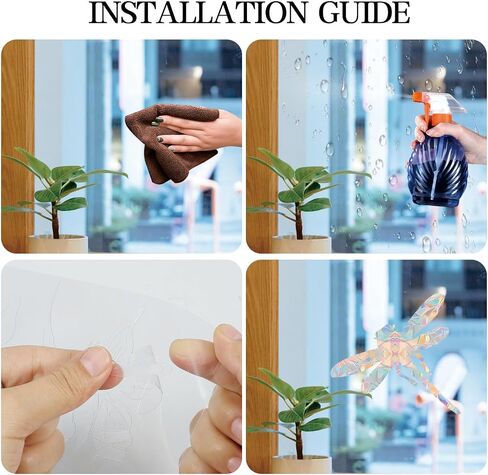 40PCS Dinosaur Window Clings - Crash Proof Window Decal Protects Birds from Window Collisions, Non-Adhesive Prism Vinyl Window Clings Film, (Rainbow Sticker) in Saudi Arabia