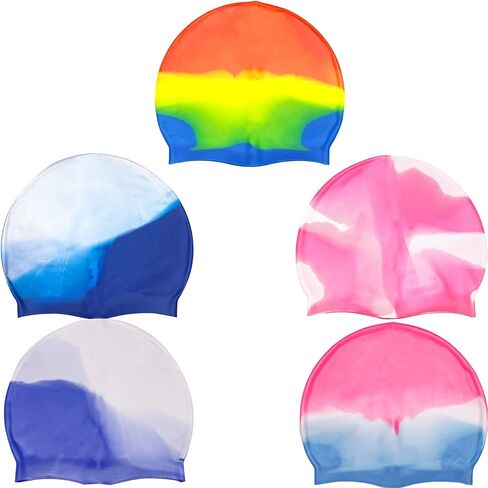 قبعة سباحة من السيليكون للأطفال، قبعة سباحة مرنة للأولاد والبنات مقاومة للماء، رائعة للشعر القصير والطويل in Kuwait