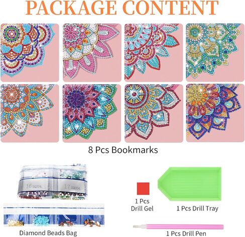 EEEKit Diamonds Painting Bookmark, Corner Bookmark Diamond Art Kits for Adults, DIY Flower Lotus Leather Page Book Mark, Back to School Supplies Gifts in Saudi Arabia