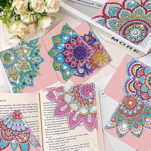 EEEKit Diamonds Painting Bookmark, Corner Bookmark Diamond Art Kits for Adults, DIY Flower Lotus Leather Page Book Mark, Back to School Supplies Gifts in Saudi Arabia