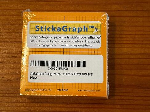 StickaGraph® برتقالي 24 × 24 مع محاور 4 وسادات ملاحظات رسم بياني لاصق (50 ورقة/وسادة) ملاحظات ورقية FBA "لاصق بالكامل" in Saudi Arabia