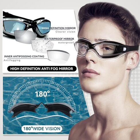 نظارات السباحة نظارات السباحة الكبار الرجال النساء مكافحة الضباب لا تسرب الأشعة فوق البنفسجية حماية سبلاش مع مشبك الأنف سدادات الأذن in Kuwait