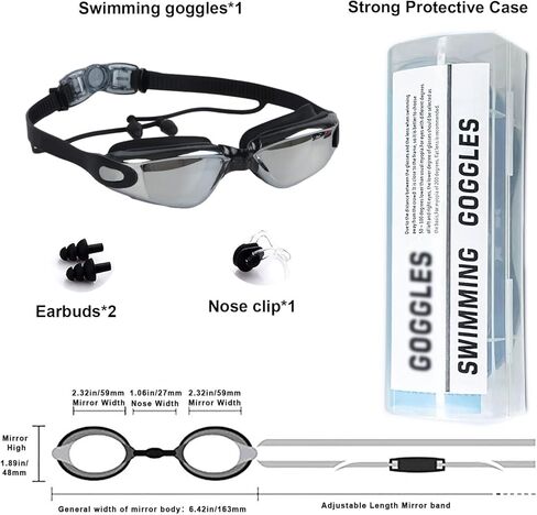 نظارات السباحة نظارات السباحة الكبار الرجال النساء مكافحة الضباب لا تسرب الأشعة فوق البنفسجية حماية سبلاش مع مشبك الأنف سدادات الأذن in Kuwait