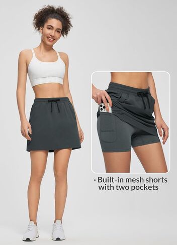 BALEAF Women's Skorts Skirts Hiking Cargo Skorts Pockets Knee Length Long Athletic Quick Dry Skirts UPF50+ in Saudi Arabia