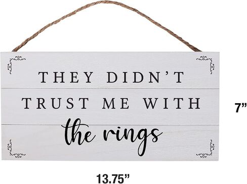 لافتة Ringbearer لديكور الزفاف - لم يثقوا بي مع لافتة ديكور الاستقبال الريفية ذات الحلقات (13.75 × 7) in Saudi Arabia