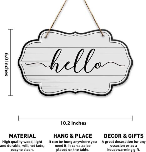 Home Welcome Wall Decor Sign, Hello Sign, Home Sign for Front Door Porch Wood Farmhouse Hanging Home Outdoor Wall Decor Sign Plaque, Housewarming Gifts for New Home House Women Men Couple in Saudi Arabia