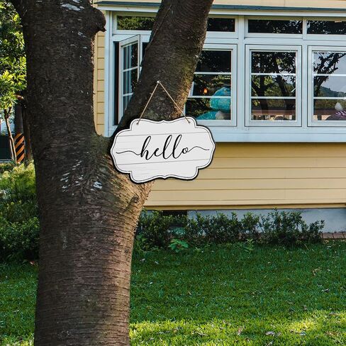 Home Welcome Wall Decor Sign, Hello Sign, Home Sign for Front Door Porch Wood Farmhouse Hanging Home Outdoor Wall Decor Sign Plaque, Housewarming Gifts for New Home House Women Men Couple in Saudi Arabia