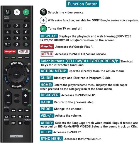 جهاز التحكم عن بعد لجهاز Sony Smart Bravia Remote، وجهاز التحكم عن بعد لميكروفون البحث الصوتي من Sony Bluetooth، وتلفزيونات Sony Smart Bravia Android، وتلفزيون Sony 4K UHD Crystal HDR، وتلفزيون Sony OLED Ultra HDTV، وتلفزيون سلسلة XBR KDL، RMF-TX300U in Kuwait