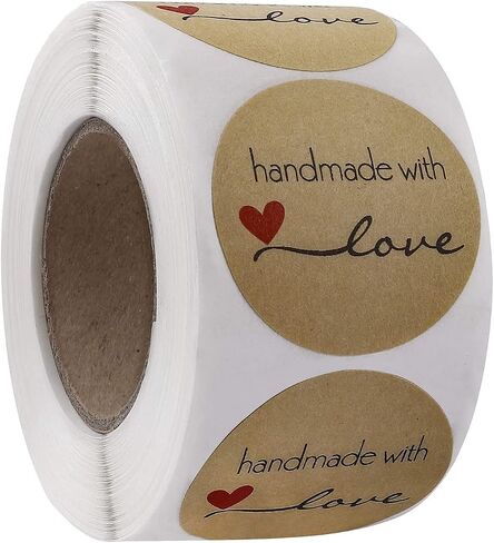 500pcs 1.5 Inch Kraft Handmade with Love Stickers Roll Baking Stickers Self-Adhesive Stickers Labels Roll Decor Tags for Baking Packages, Homemade Gifts, Small Business Supplies in Saudi Arabia