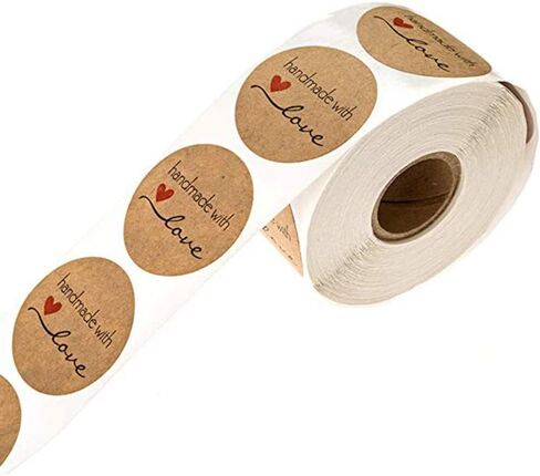 500pcs 1.5 Inch Kraft Handmade with Love Stickers Roll Baking Stickers Self-Adhesive Stickers Labels Roll Decor Tags for Baking Packages, Homemade Gifts, Small Business Supplies in Saudi Arabia