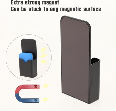 2 Pcs Magnetic Pen Holder with Magnetic Blackboard Erase, Magnetic Dry Erase Whiteboard Marker Holder, White Magnetic Wall Pen Holder For Whiteboard Fridge Refrigerator Office Home(Black) in Saudi Arabia