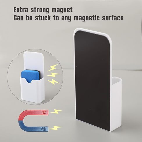 2 Pcs Magnetic Pen Holder with Magnetic Blackboard Erase, Magnetic Dry Erase Whiteboard Marker Holder, White Magnetic Wall Pen Holder For Whiteboard Fridge Refrigerator Office Home(Black) in Saudi Arabia
