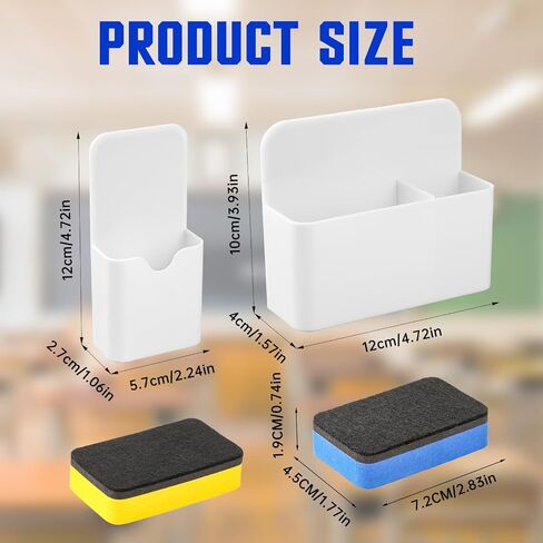 2 Pcs Magnetic Pen Holder with Magnetic Blackboard Erase, Magnetic Dry Erase Whiteboard Marker Holder, White Magnetic Wall Pen Holder For Whiteboard Fridge Refrigerator Office Home(Black) in Saudi Arabia