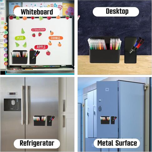2 Pcs Magnetic Pen Holder with Magnetic Blackboard Erase, Magnetic Dry Erase Whiteboard Marker Holder, White Magnetic Wall Pen Holder For Whiteboard Fridge Refrigerator Office Home(Black) in Saudi Arabia