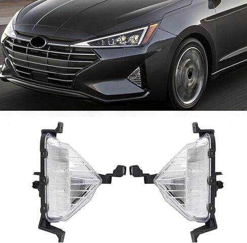MotorFansClub Fog Light Assembly Fit for Hyundai Elantra Sedan 2019 2020 Front Bumper Fog Lamp Left and Right Side in Saudi Arabia