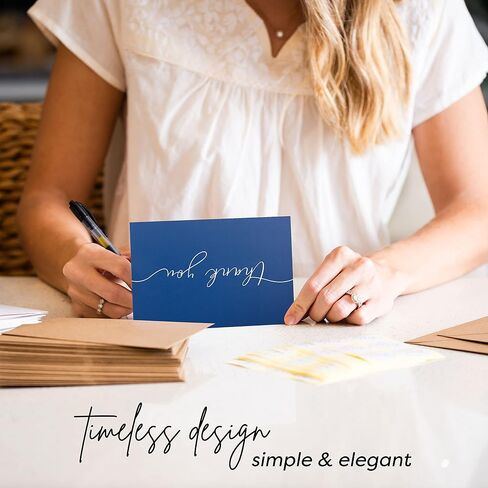 120 Heavyweight Blank Thank You Cards with Envelopes & Stickers, Premium Thank You Notes with Envelopes Set, Bulk Thank You Cards with Envelopes, Classic Navy Blue Bulk Pack (4 x 6 Inches) (120 Pack) in Saudi Arabia
