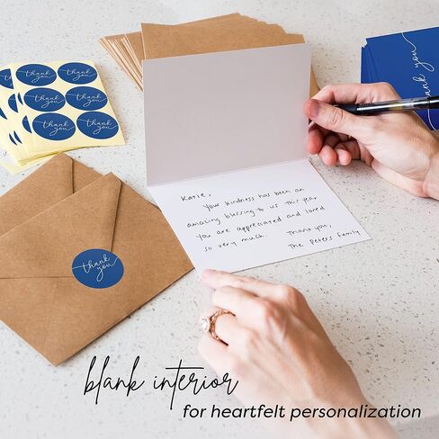 120 Heavyweight Blank Thank You Cards with Envelopes & Stickers, Premium Thank You Notes with Envelopes Set, Bulk Thank You Cards with Envelopes, Classic Navy Blue Bulk Pack (4 x 6 Inches) (120 Pack) in Saudi Arabia