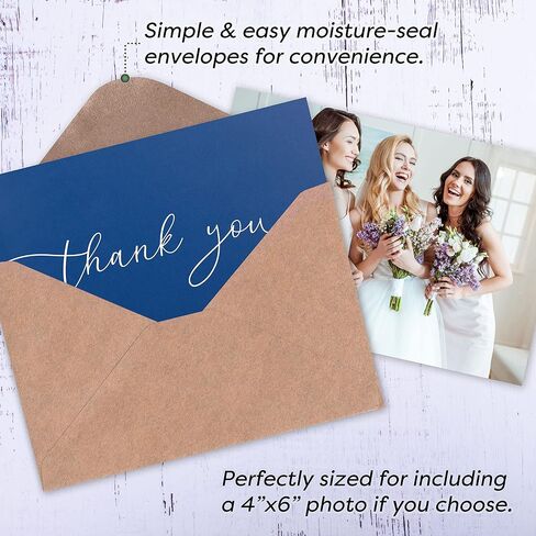 120 Heavyweight Blank Thank You Cards with Envelopes & Stickers, Premium Thank You Notes with Envelopes Set, Bulk Thank You Cards with Envelopes, Classic Navy Blue Bulk Pack (4 x 6 Inches) (120 Pack) in Saudi Arabia